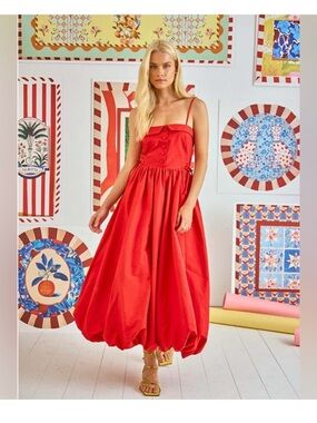 HUNTER BELL Red Spaghetti Strap Dress